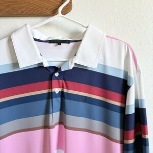 Extracurricular Ace Golf Performance Stretch Short Sleeve Striped Polo Shirt XL